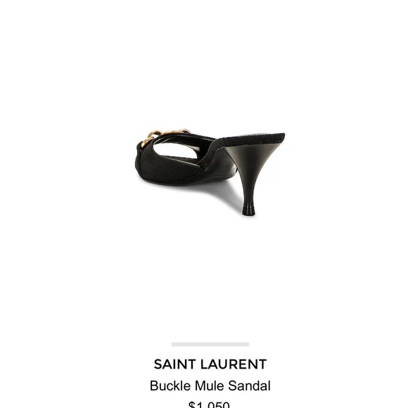 Saint Laurent Black Velvet Mules with Gold Chain Accent - Picture 9 of 9